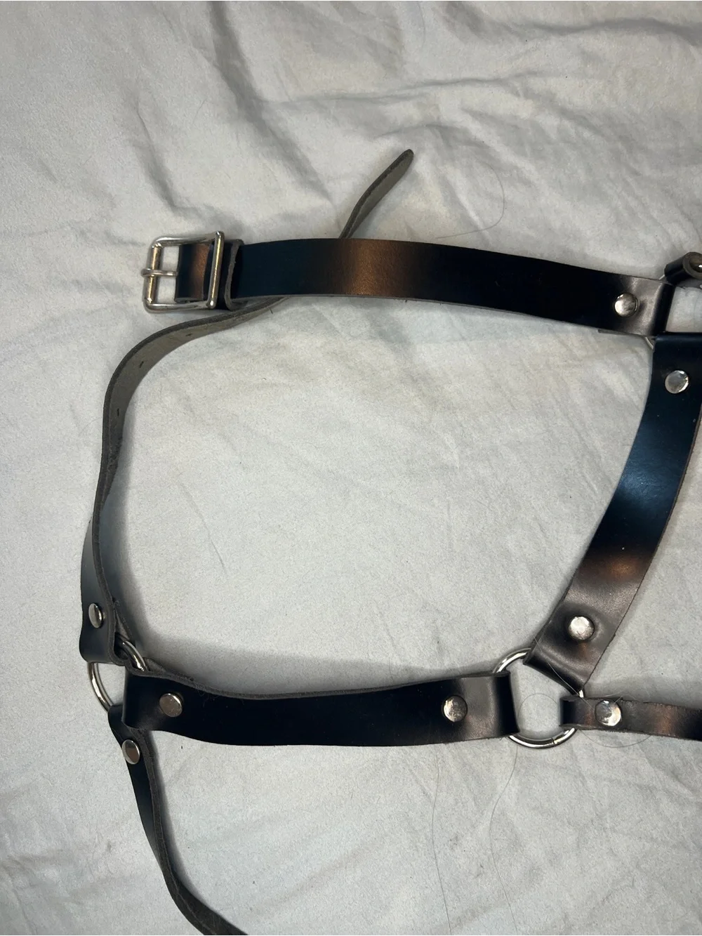 Black Leather Harness Belt with Adjustable Straps - Women's Accessory